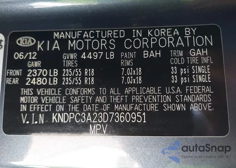 2013 Kia Sportage Ex from USA, damaged, VIN KNDPC3A23D7360951